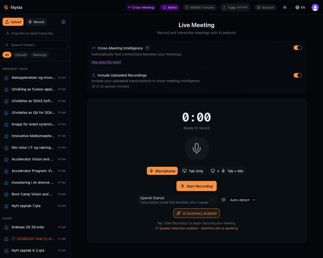 Voice recording interface — capturing the initial idea