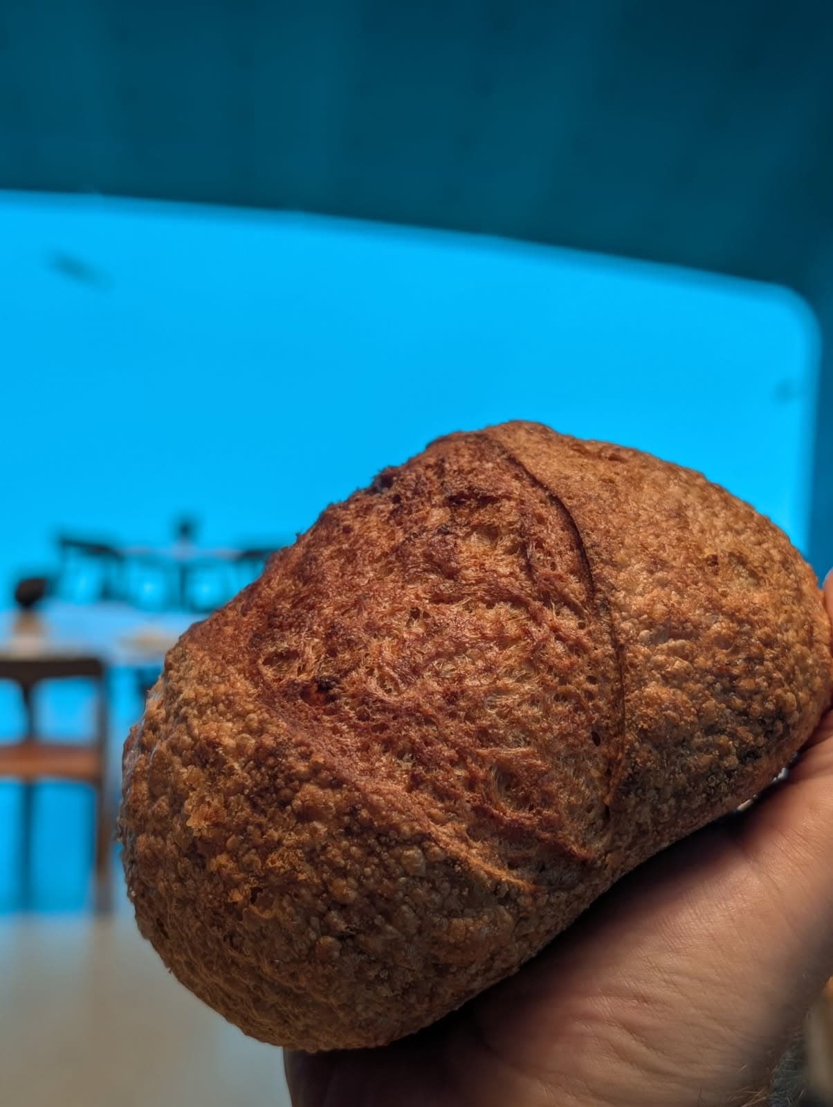 Sourdough bread baked on stone-ground flour from Øvre Åbål Gård, at the restaurant Under